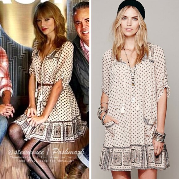 Free People Penny Lane Chiffon Dress in Tea Combo ASO Taylor Swift - Picture 1 of 7